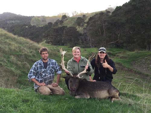 Chris, Kelly and Brent with Kelly's beautiful fallow buck